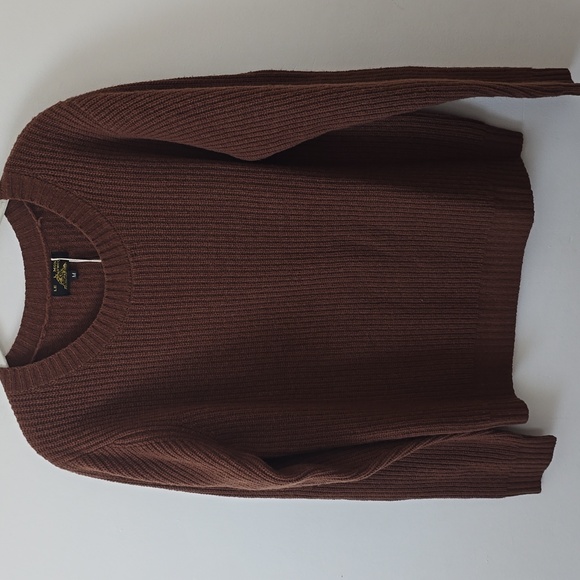 Brown Ribbed Women's Sweater - Picture 2 of 9